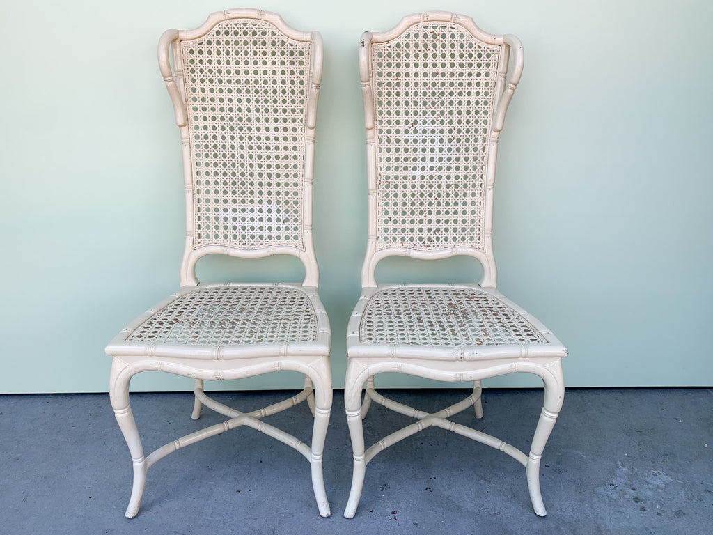 Pair of Faux Bamboo and Cane Chairs