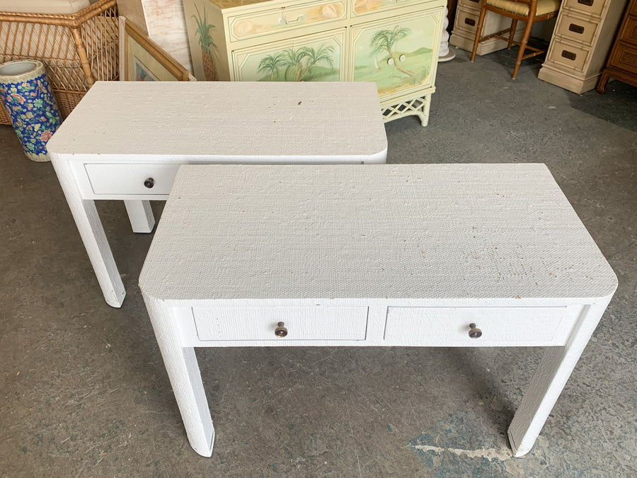 Pair of Painted Seagrass Wrapped Side Tables