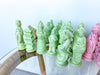 Pink and Green Ceramic Pagoda Chess Pieces