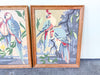 Pair of 1970s Paint by Number Parrot Art