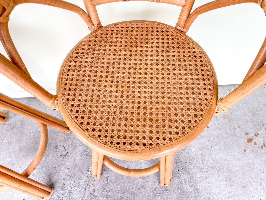 Pair of Rattan and Cane Bar Stools