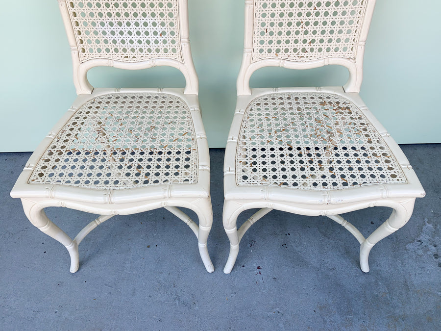 Pair of Faux Bamboo and Cane Chairs