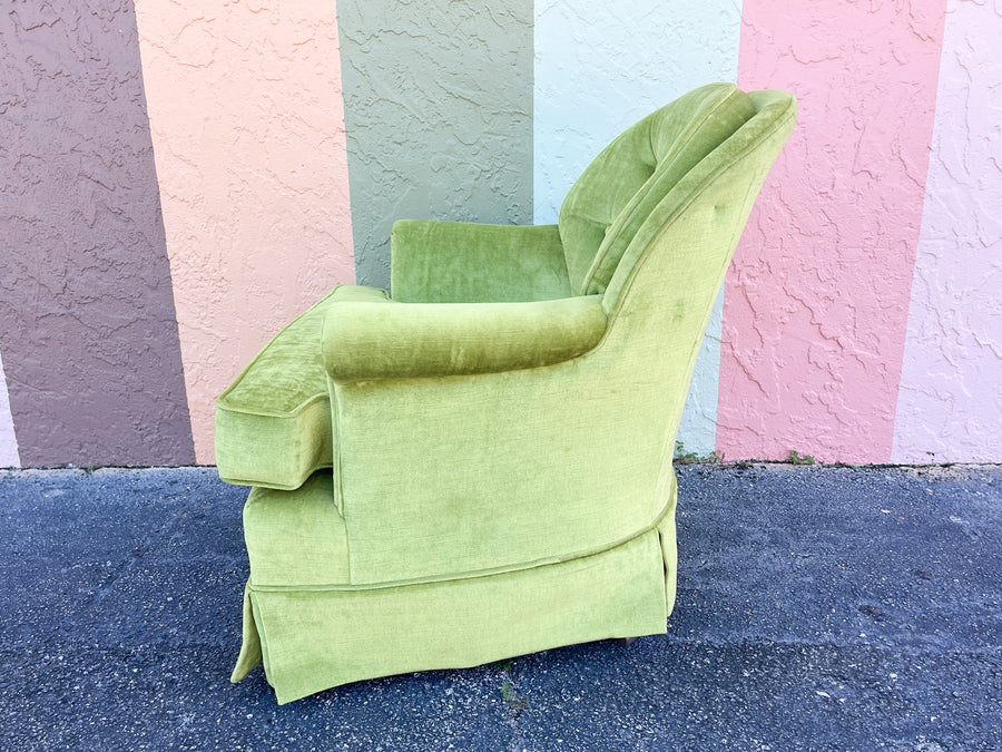 Pair of So 70s Lime Green Upholstered Swivel Chairs