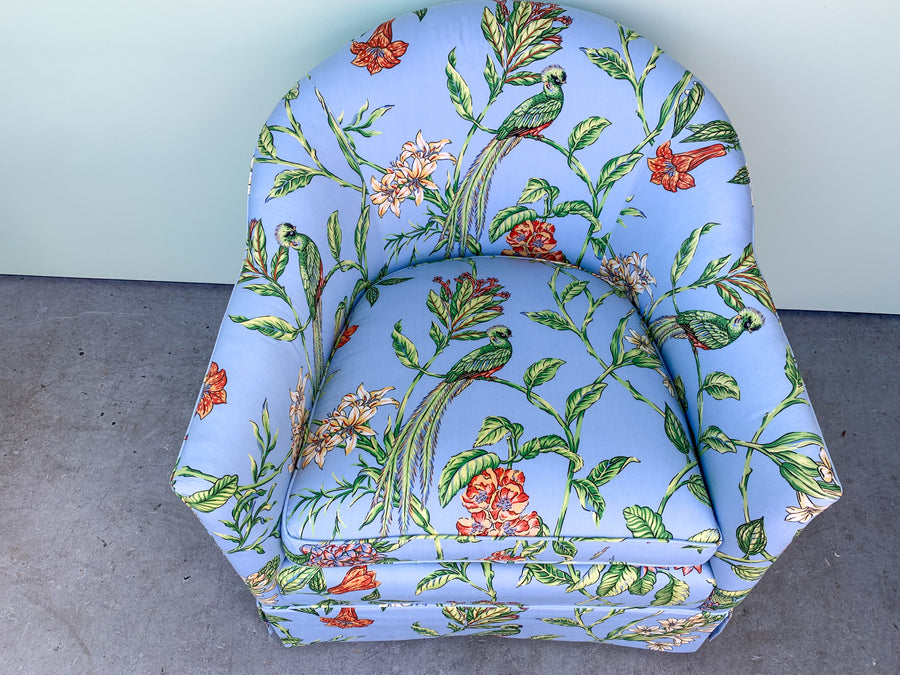 Pair of Palm Beach Upholstered Barrel Chairs