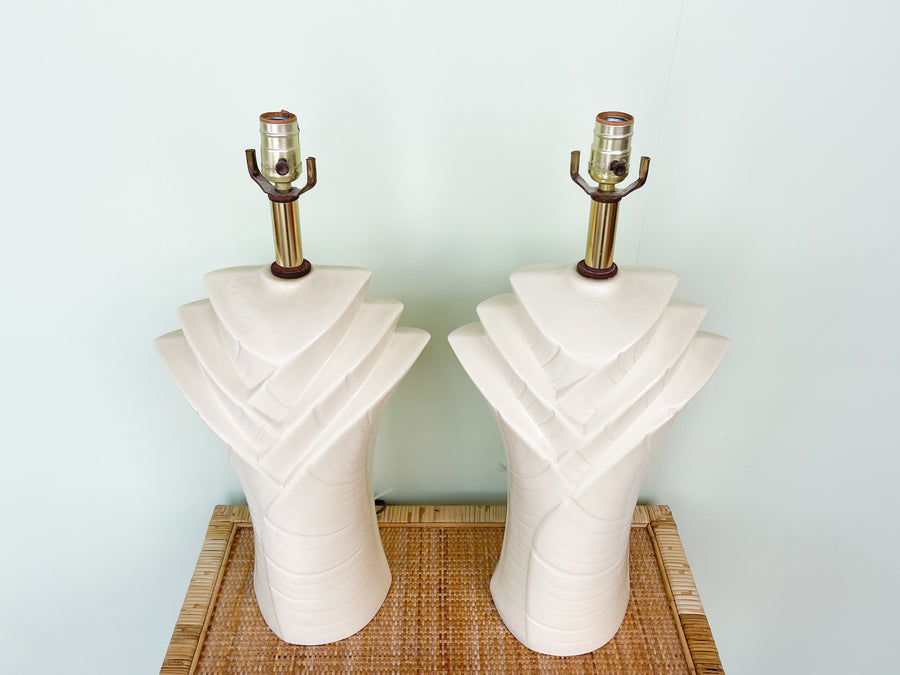 Pair of Cream Art Deco Lamps