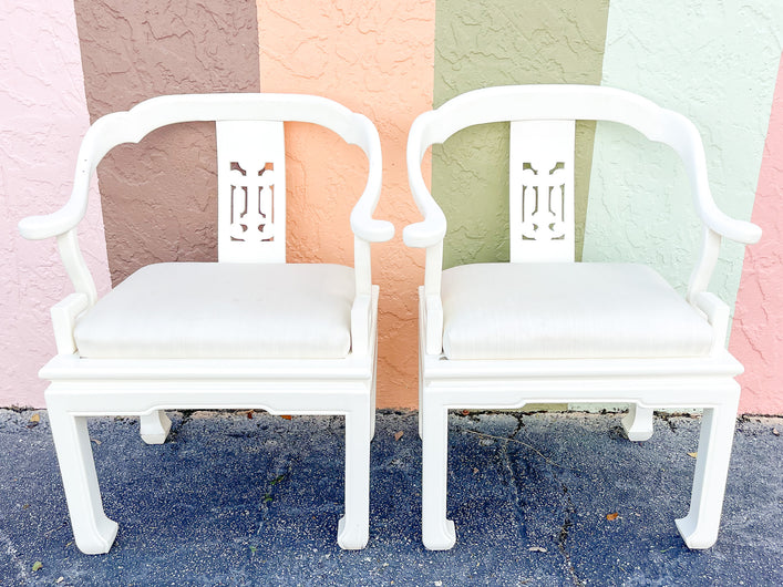 Pair of White Lacquered Ming Chairs