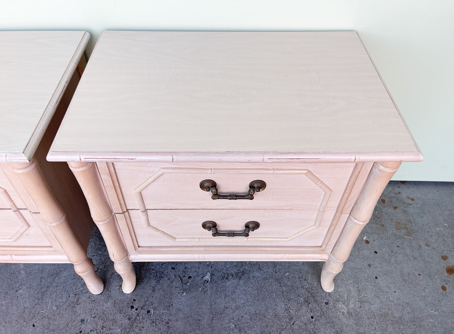 Pair of Faux Bamboo Nightstands