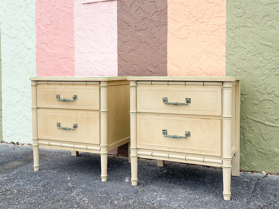 Pair of Faux Bamboo Nightstands