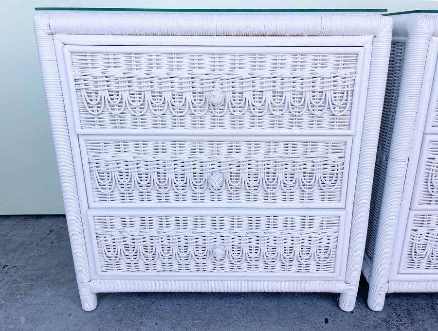 Pair of Wicker Chic Oversized Nightstands