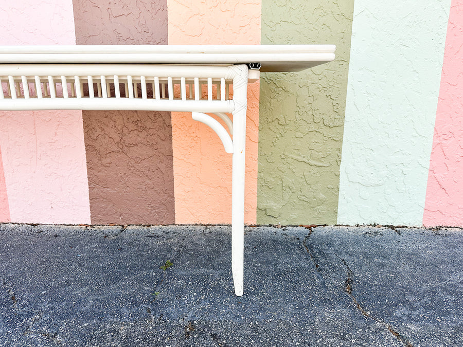 Painted Rattan Flip Top Console