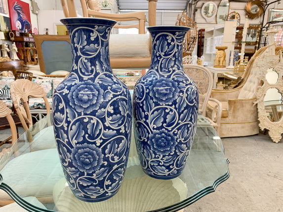 Pair of Blue and White Vases