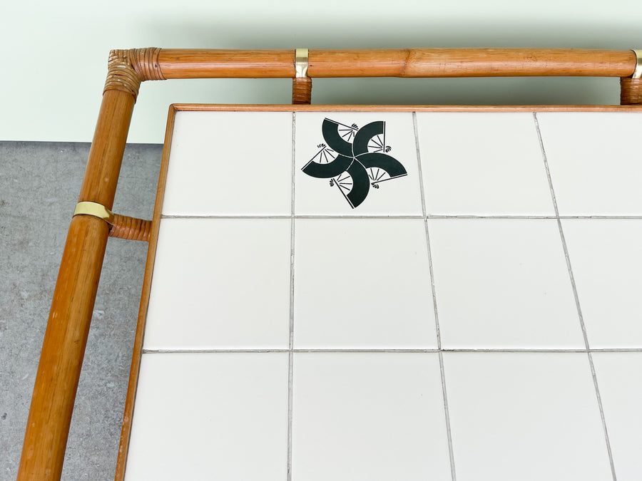 John Wisner for Ficks Reed Rattan Tile Top Coffee Table