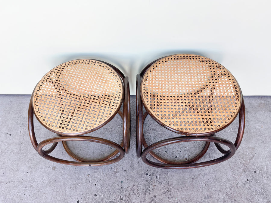 Pair of Cane and Rattan Side Tables