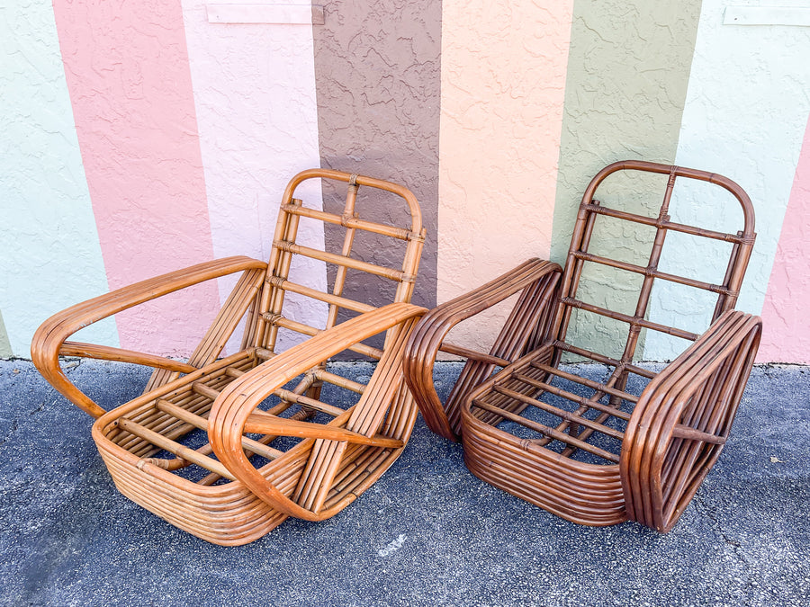 Pair of Frankl Style Rattan Pretzel Chairs