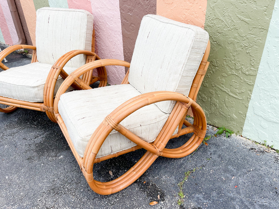 Pair of Frankl Style Rattan Pretzel Chairs
