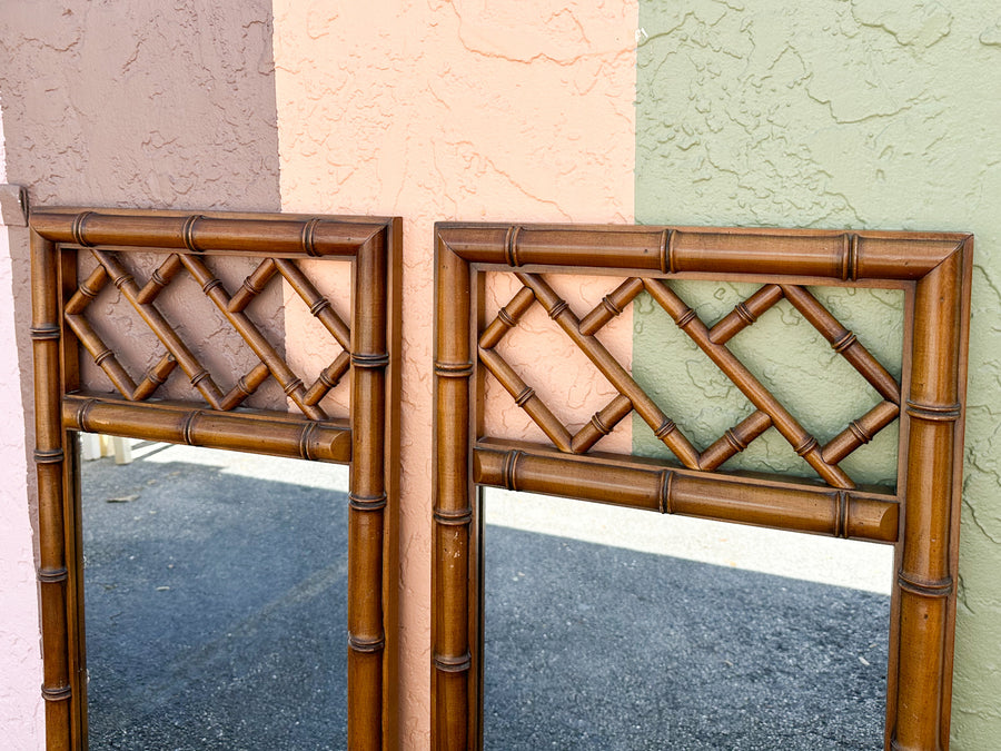 Pair of Faux Bamboo Chippendale Mirrors