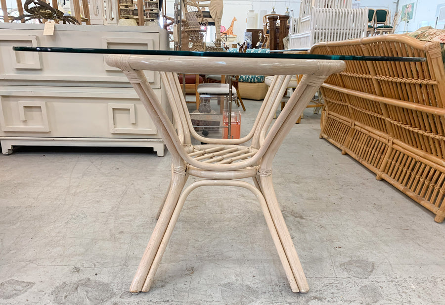 Set of Four Balloon Back Rattan Chairs and Table