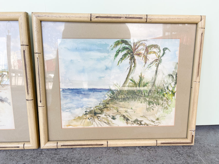 Pair of Original Water Color Beach Art