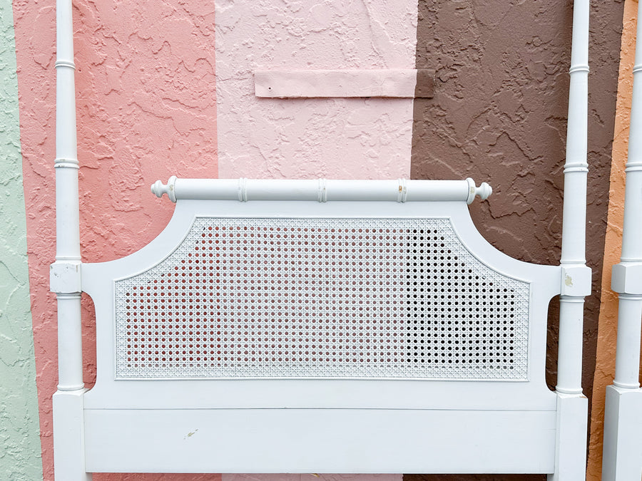 Pair of Palm Beach Chic Faux Bamboo and Cane Twin Headboards