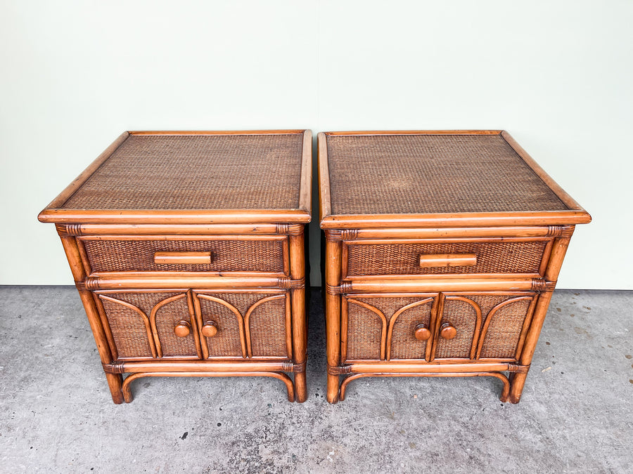 Pair of Cute Rattan Night Stands