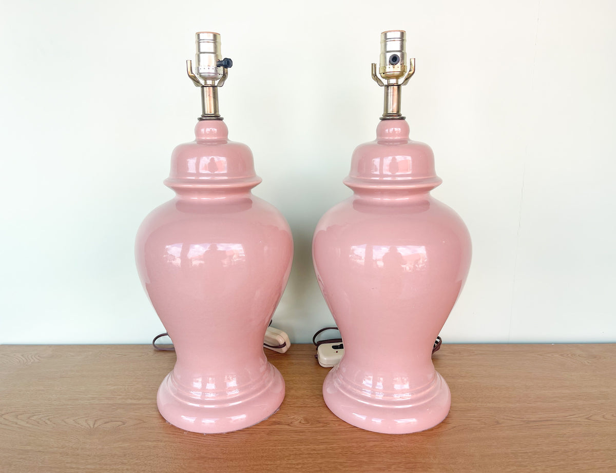 Pair of Pink Chic Ginger Jar Lamps
