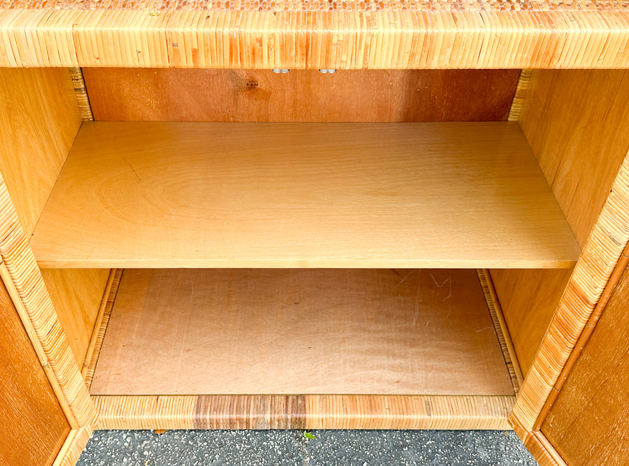 Pair of Rattan Wrapped Cabinets