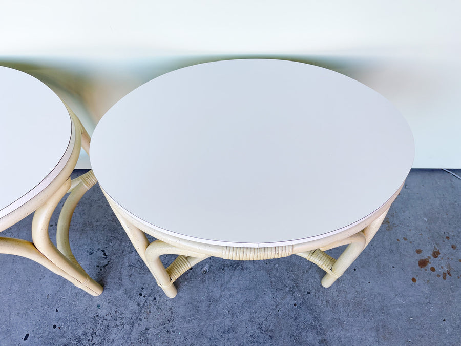 Pair of Oval Rattan Side Tables