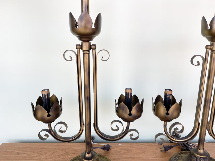 Pair of Metal Tulip Lamps
