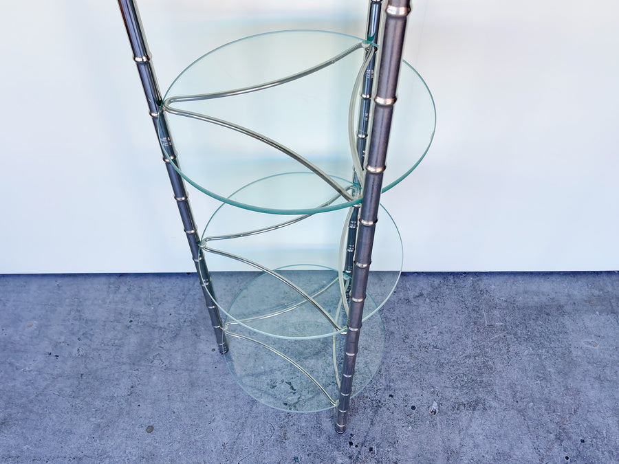 Hollywood Regency Faux Bamboo Metal Etagere