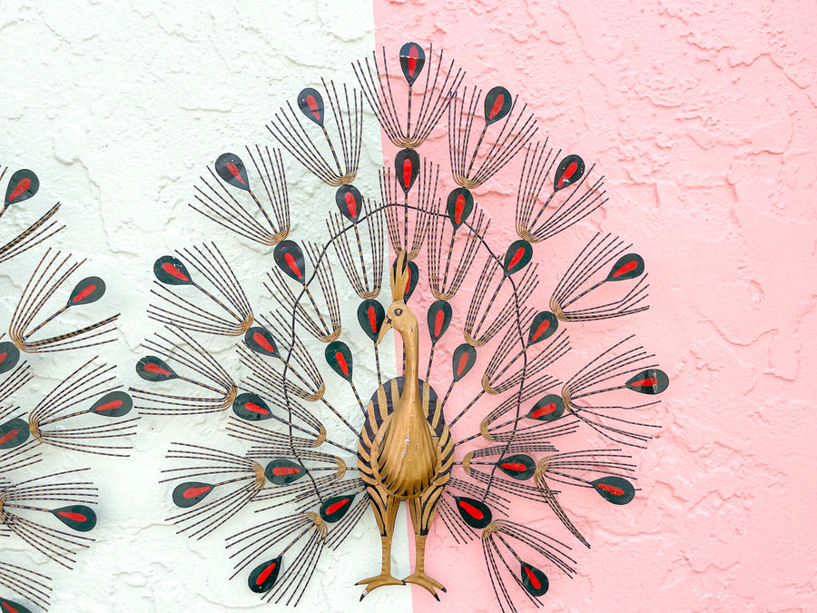 Pair of Chic Metal Peacocks