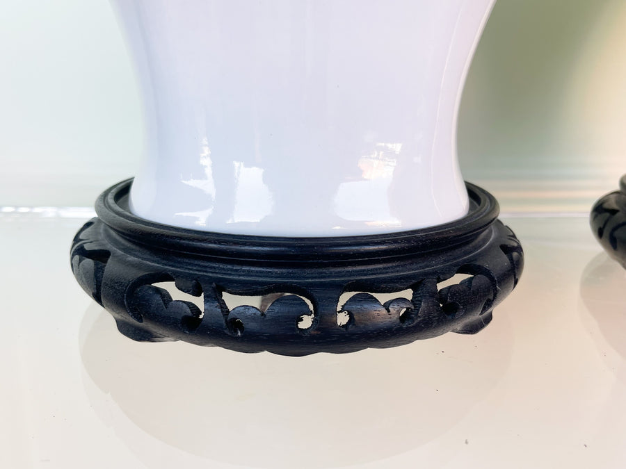 Pair of White Ginger Jar Lamps