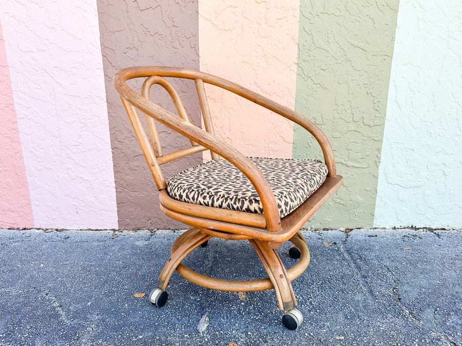 Rattan Desk Chair on Castors