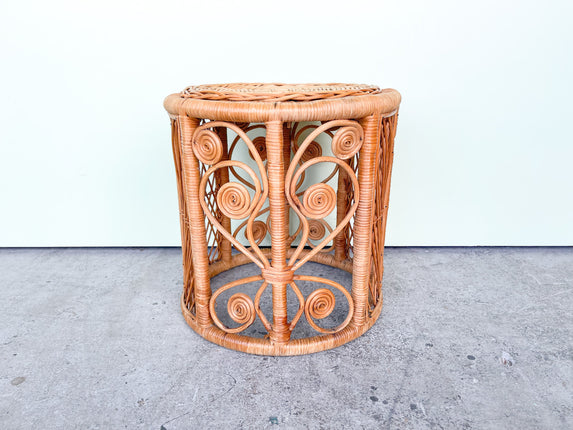 Natural Fiddlehead Wicker Drum Stool