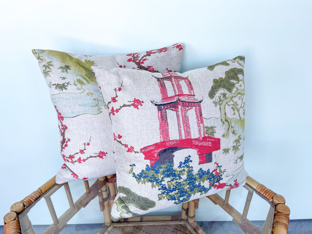 Pair of Linen Pagoda Pillows