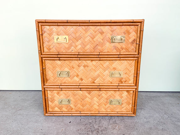 Woven Faux Bamboo Rattan Chest