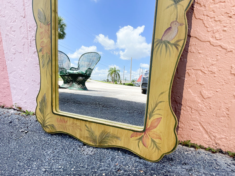 Palm Beach Chic Painted Bird Mirror