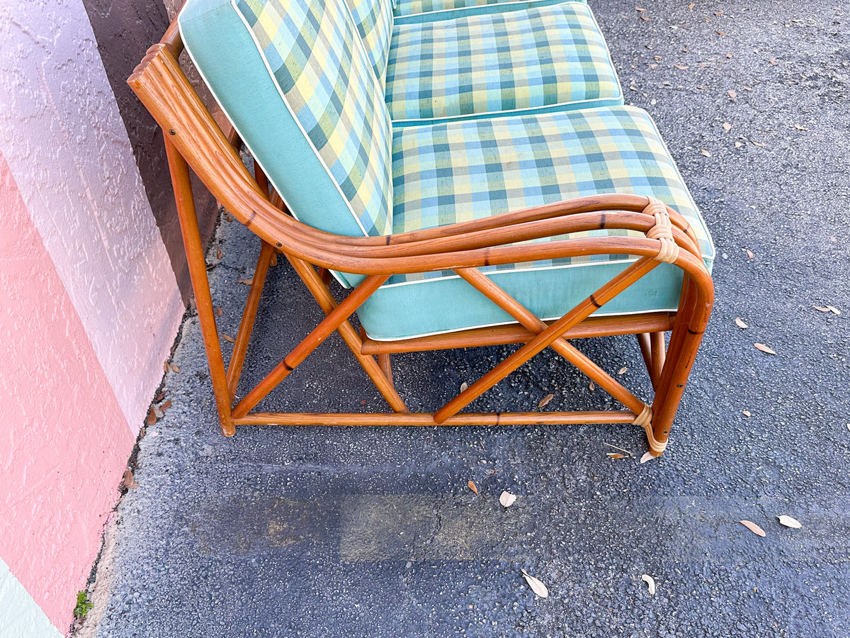 1940s Heywood Wakefield Three Piece Rattan Sofa