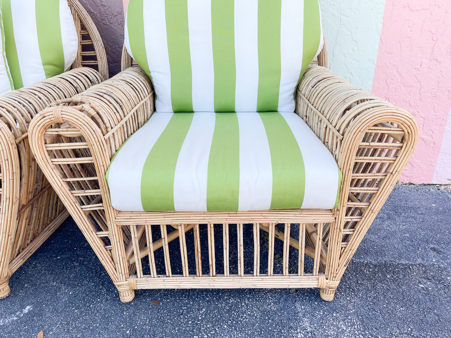 Pair of Chic Stick Wicker Lounge Chairs
