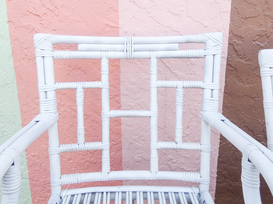 Pair of Painted Rattan Arm Chairs