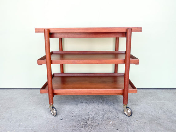 MCM Danish Three Tier Bar Cart with Removable Trays