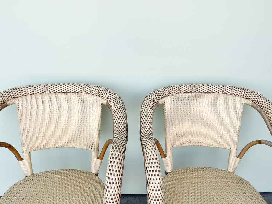 Pair of Maison Drucker Rattan Bistro Chairs