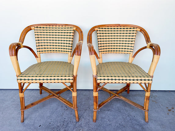 Pair of Maison Drucker Rattan Bistro Chairs