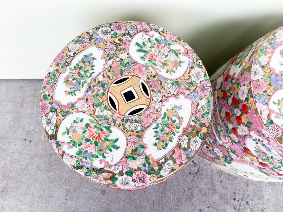 Pair of Rose Medallion Style Garden Seats