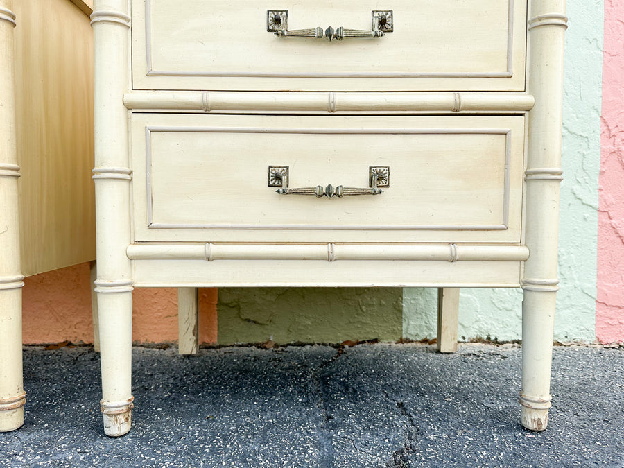 Pair of Henry Link Faux Bamboo Nightstands