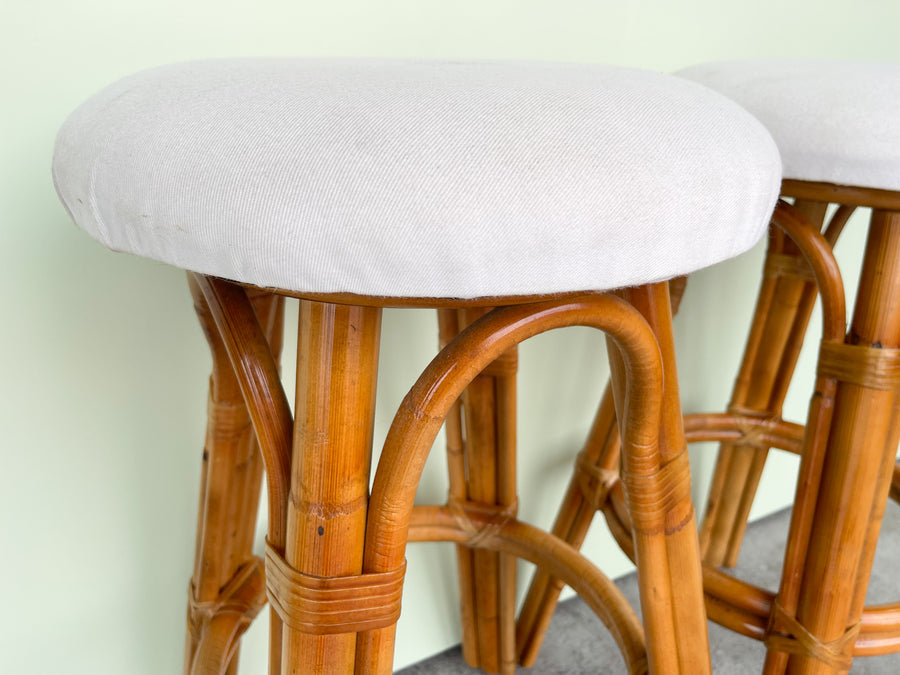 Pair of Island Style Rattan Bar Stools