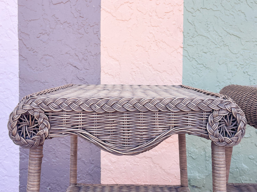 Pair of Wicker Chic Side Tables