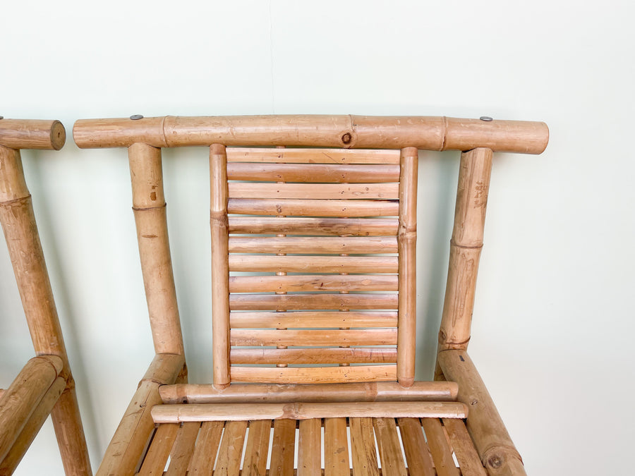 Pair of Tiki Chic Bamboo Stools