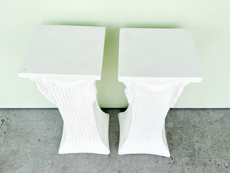 Pair of Swag and Tassel Plaster Pedestals