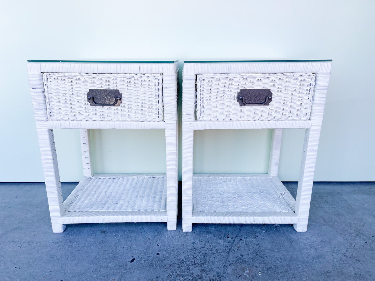 Pair of Sweet Wicker Nightstands