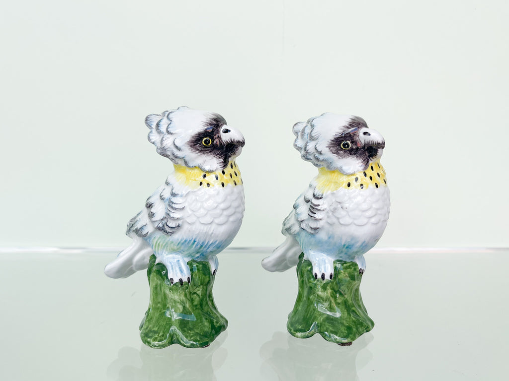Pair of Petite Italian Ceramic Parakeets